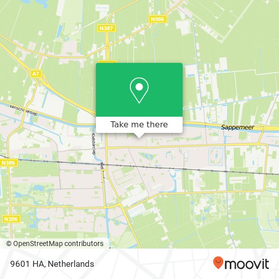 9601 HA, 9601 HA Hoogezand, Nederland kaart