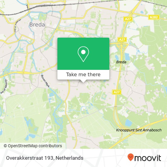 Overakkerstraat 193, Overakkerstraat 193, 4834 XL Breda, Nederland kaart