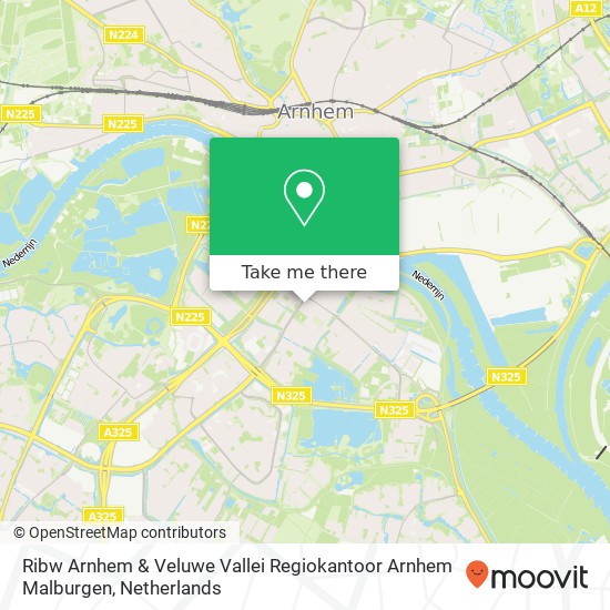 Ribw Arnhem & Veluwe Vallei Regiokantoor Arnhem Malburgen, Middelgraafpad 3 kaart