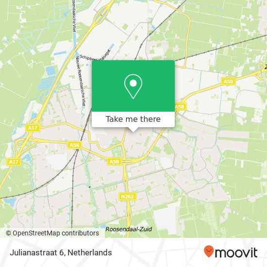 Julianastraat 6, Julianastraat 6, 4702 EB Roosendaal, Nederland kaart