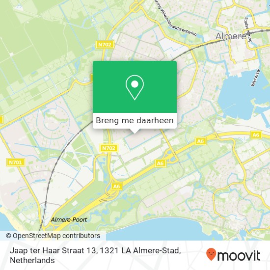 Jaap ter Haar Straat 13, 1321 LA Almere-Stad kaart