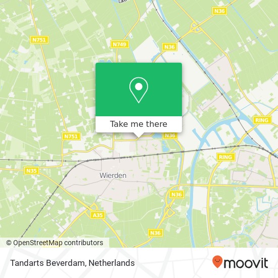 Tandarts Beverdam, Nederland kaart