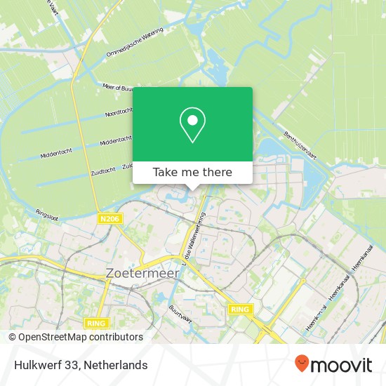 Hulkwerf 33, Hulkwerf 33, 2725 DT Zoetermeer, Nederland kaart