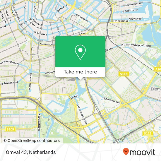 Omval 43, 1096 AA Amsterdam kaart