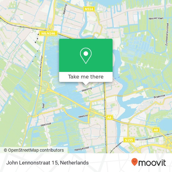 John Lennonstraat 15, 1544 LE Zaandijk kaart