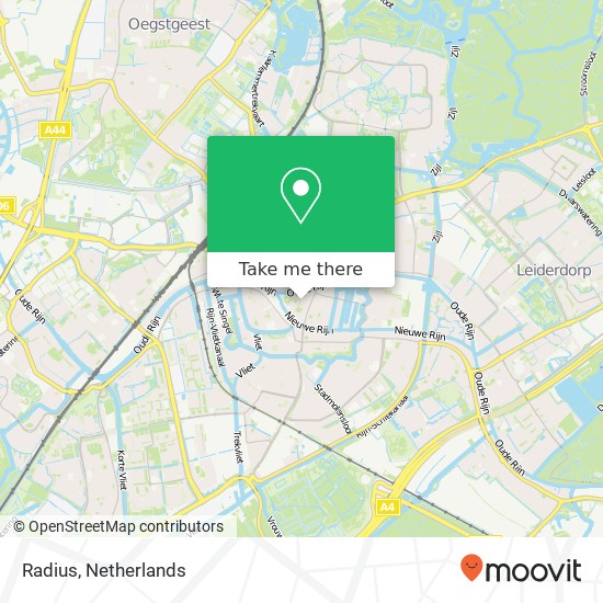 Radius, Hooglandse Kerkgracht 32 kaart