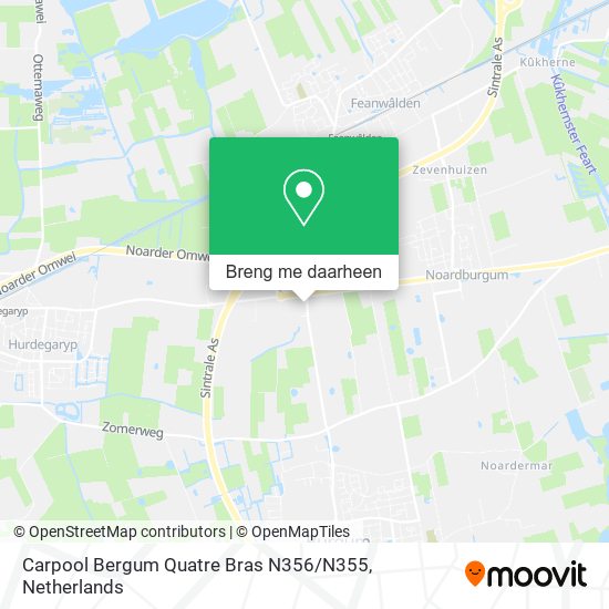 Carpool Bergum Quatre Bras N356 / N355 kaart