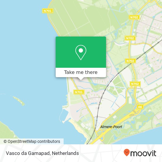 Vasco da Gamapad, 1363 LB Almere-Stad kaart