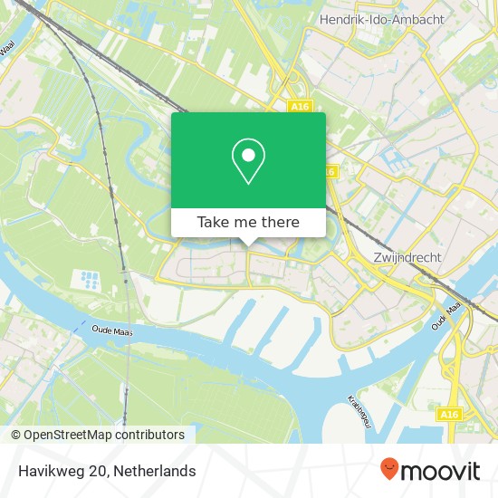 Havikweg 20, 3334 BJ Zwijndrecht kaart
