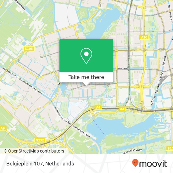 Belgiëplein 107, Belgiëplein 107, 1066 RC Amsterdam, Nederland kaart