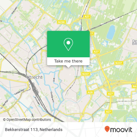 Bekkerstraat 113, 3572 SE Utrecht kaart
