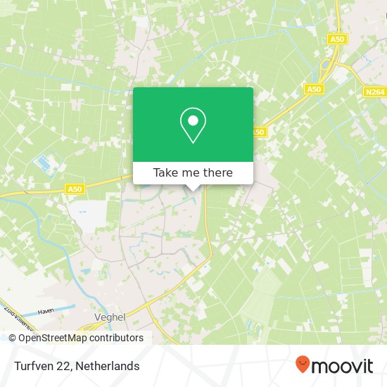 Turfven 22, 5464 PL Veghel kaart