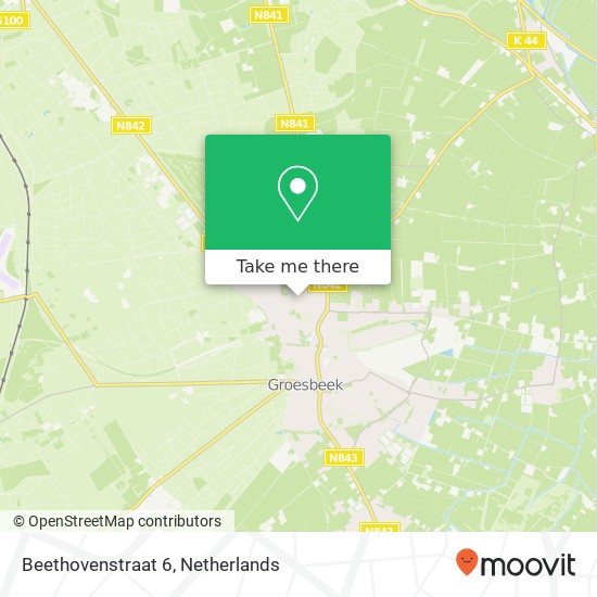 Beethovenstraat 6, 6561 EJ Groesbeek kaart
