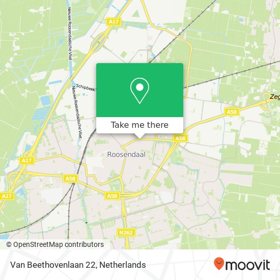 Van Beethovenlaan 22, 4702 JS Roosendaal kaart