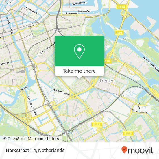 Harkstraat 14, 1097 VS Amsterdam kaart