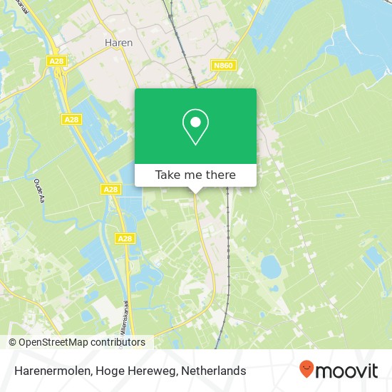 Harenermolen, Hoge Hereweg kaart