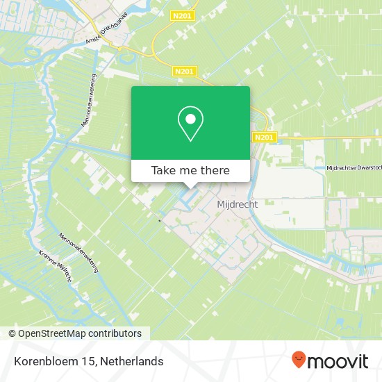 Korenbloem 15, 3641 VN Mijdrecht kaart