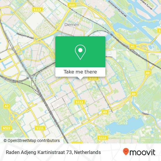 Raden Adjeng Kartinistraat 73, 1103 MG Amsterdam kaart