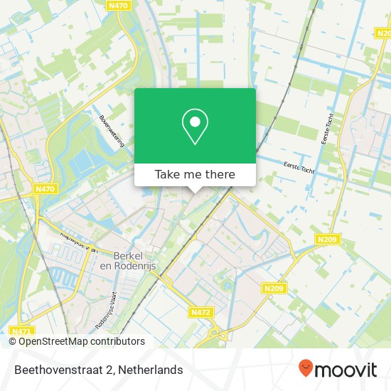 Beethovenstraat 2, 2651 VJ Berkel en Rodenrijs kaart