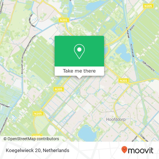 Koegelwieck 20, 2134 XX Hoofddorp kaart