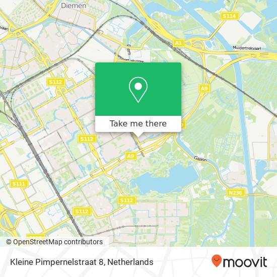 Kleine Pimpernelstraat 8, 1104 HV Amsterdam kaart