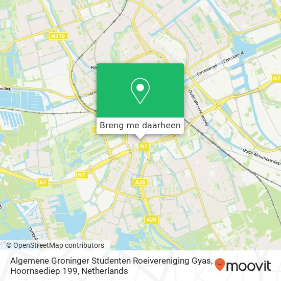 Algemene Groninger Studenten Roeivereniging Gyas, Hoornsediep 199 kaart