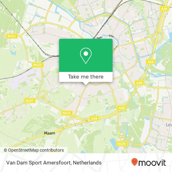 Van Dam Sport Amersfoort, Leusderweg 103 kaart