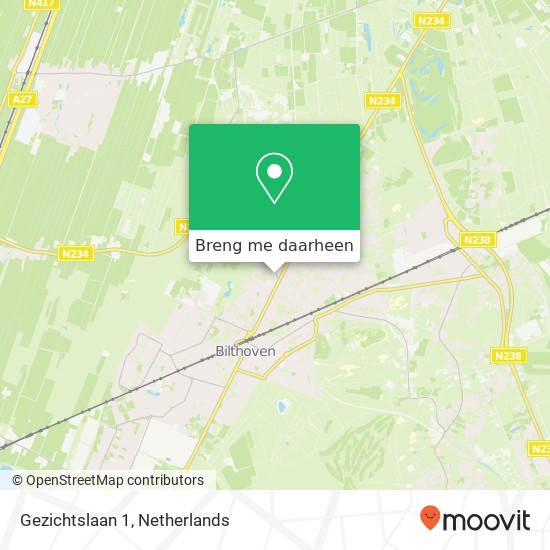 Gezichtslaan 1, 3723 GA Bilthoven kaart