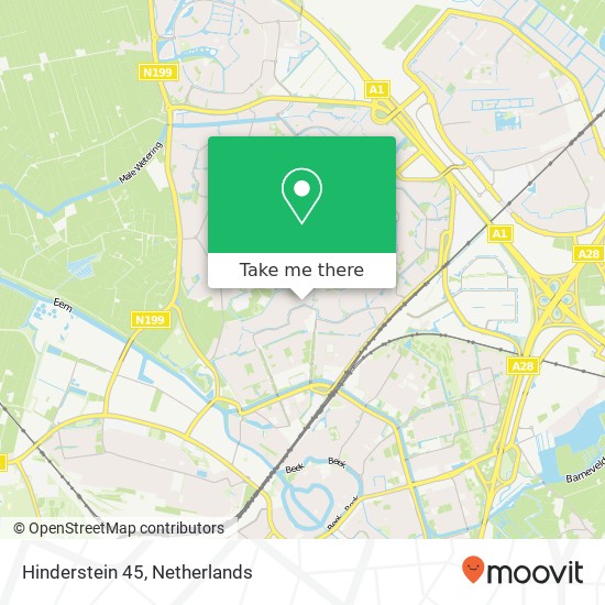 Hinderstein 45, Hinderstein 45, 3813 RL Amersfoort, Nederland kaart