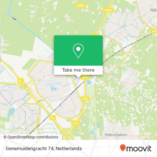 Genemuidengracht 74, 3826 BL Amersfoort kaart