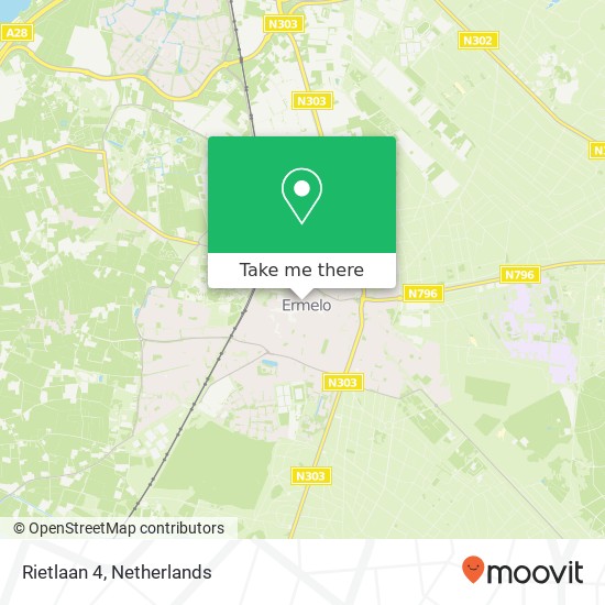 Rietlaan 4, 3851 PA Ermelo kaart