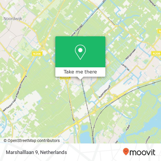 Marshalllaan 9, 2215 NZ Voorhout kaart