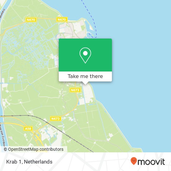 Krab 1, 4401 PA Yerseke kaart