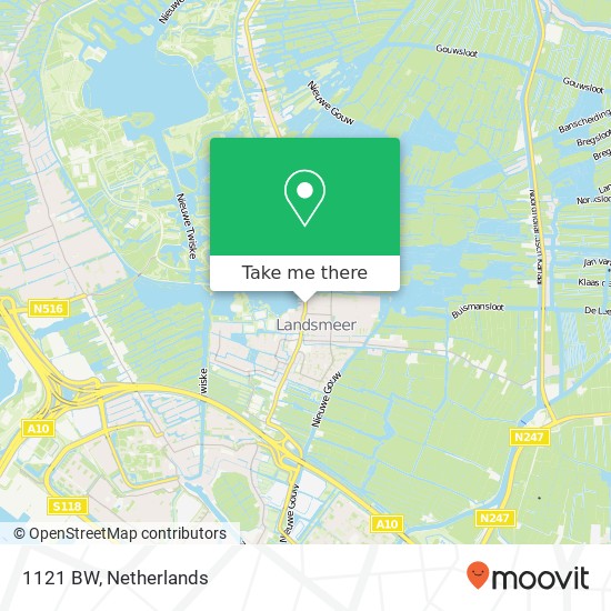 1121 BW, 1121 BW Landsmeer, Nederland kaart