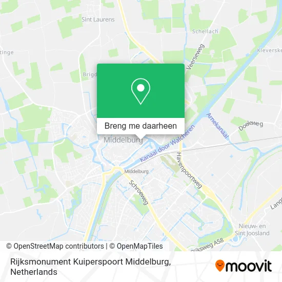 Rijksmonument Kuiperspoort Middelburg kaart