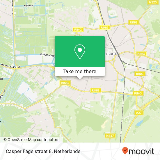 Casper Fagelstraat 8, 1215 GN Hilversum kaart