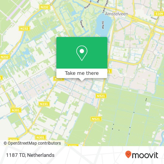 1187 TD, 1187 TD Amstelveen, Nederland kaart