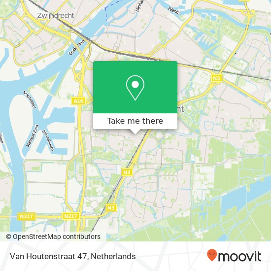 Van Houtenstraat 47, 3317 KT Dordrecht kaart