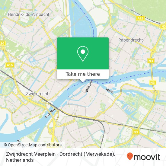 Zwijndrecht Veerplein - Dordrecht (Merwekade), Zwijndrecht Veerplein - Dordrecht (Merwekade), Nederland kaart