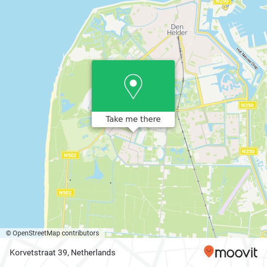 Korvetstraat 39, 1784 MP Den Helder kaart