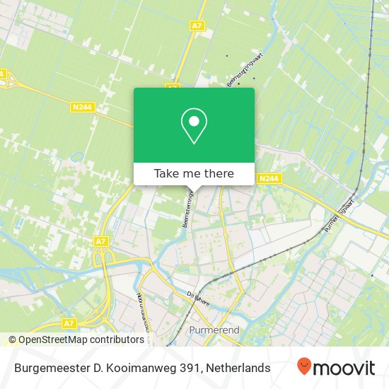 Burgemeester D. Kooimanweg 391, 1444 BL Purmerend kaart