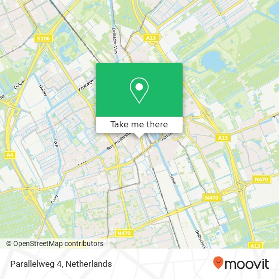 Parallelweg 4, 2613 SL Delft kaart
