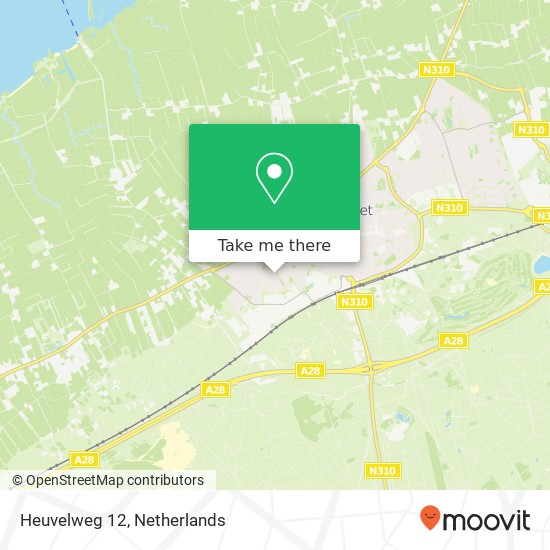 Heuvelweg 12, 8071 XR Nunspeet kaart
