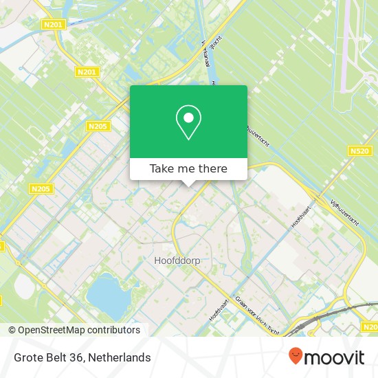 Grote Belt 36, 2133 GA Hoofddorp kaart