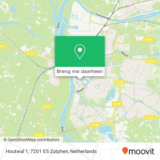 Houtwal 1, 7201 ES Zutphen kaart