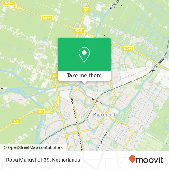 Rosa Manushof 39, 1442 BH Purmerend kaart