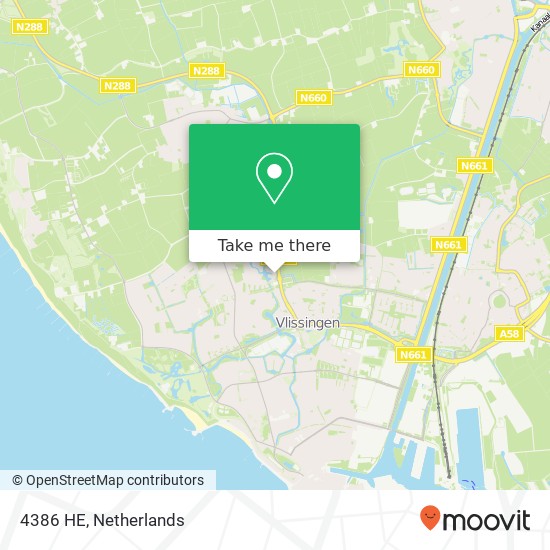 4386 HE, 4386 HE Vlissingen, Nederland kaart