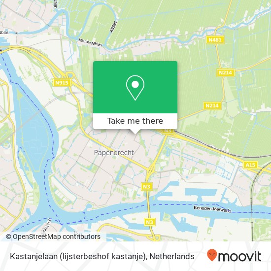 Kastanjelaan (lijsterbeshof kastanje), 3355 Papendrecht kaart