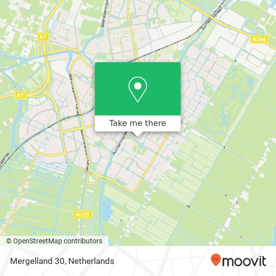 Mergelland 30, Mergelland 30, 1447 DB Purmerend, Nederland kaart