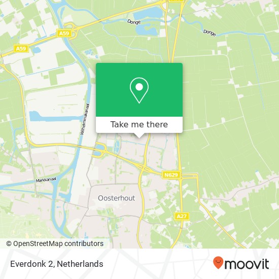 Everdonk 2, 4907 XW Oosterhout kaart